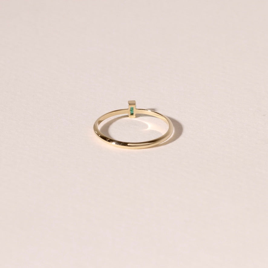 Green Emerald Baguette Ring