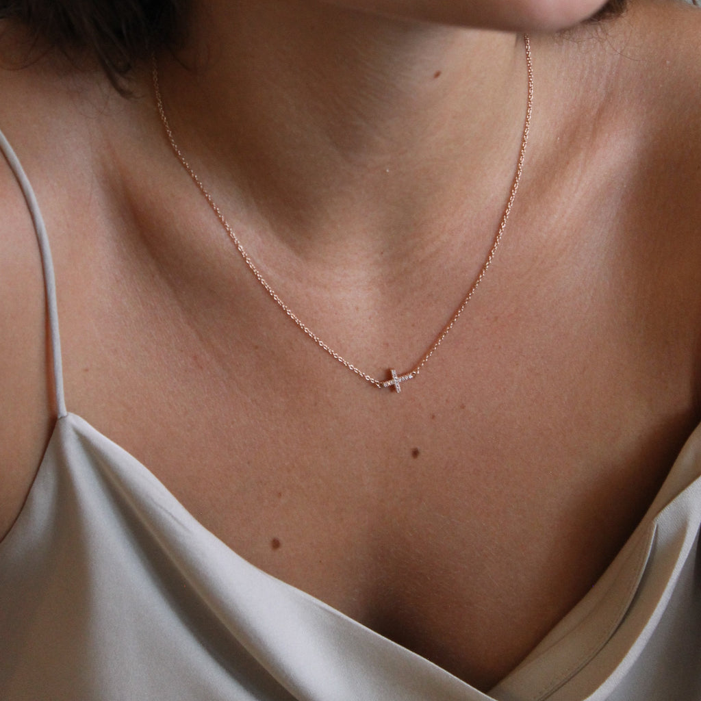 Diamond Double Sided Cross Necklace - LETRÉM