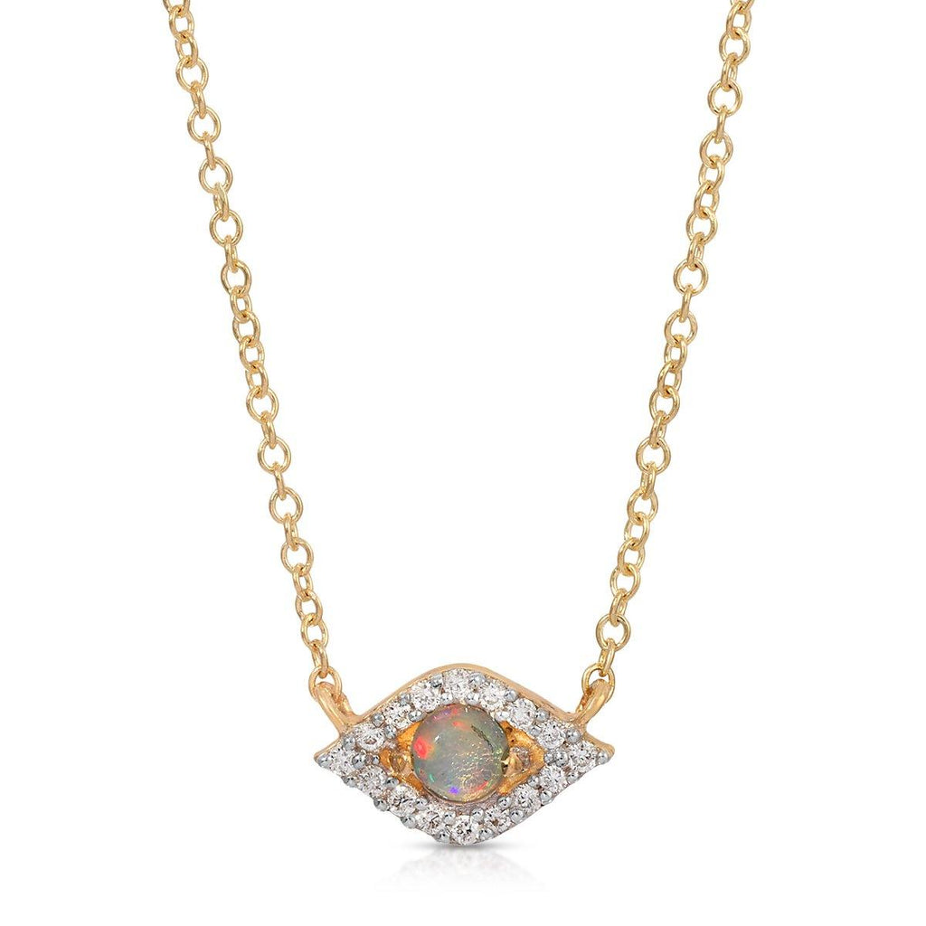 Diamond & Opal Evil Eye Necklace - LETRÉM