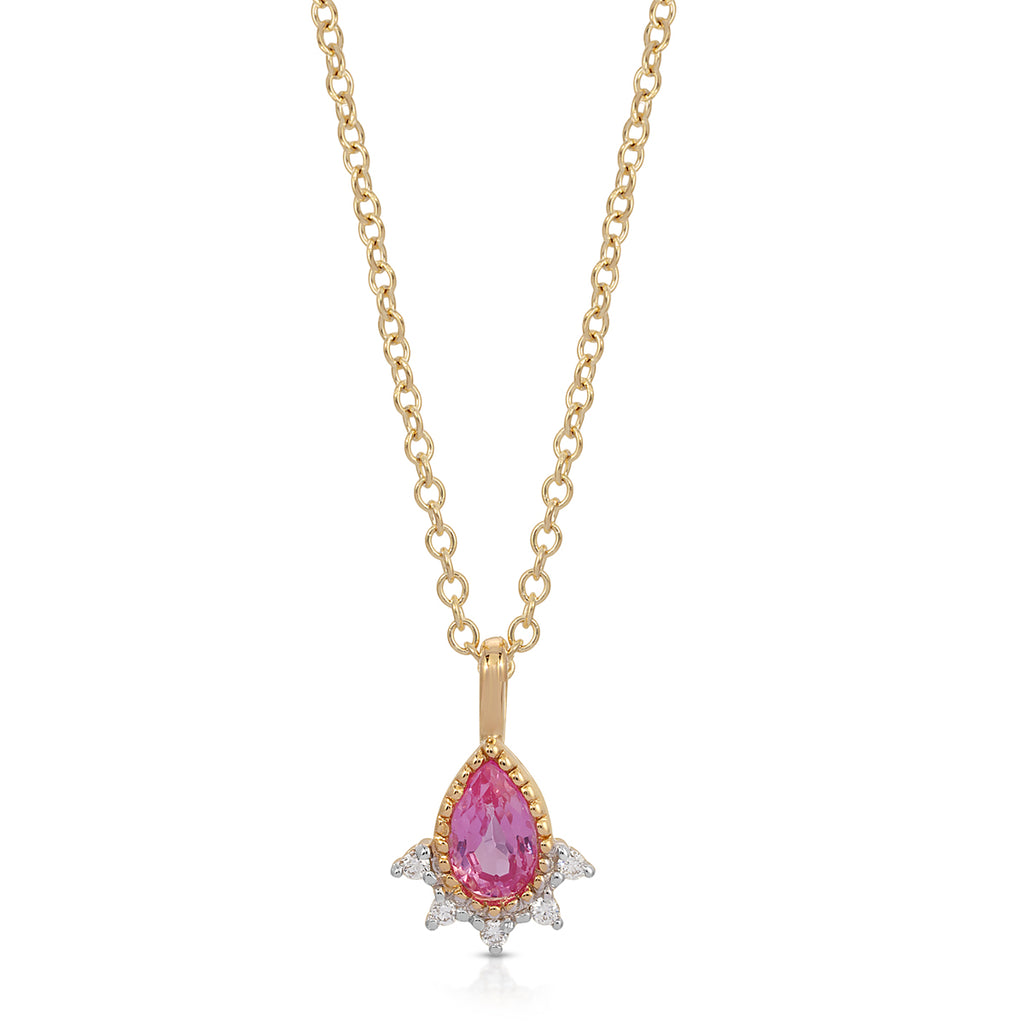 Pear Pink Sapphire & Diamond Necklace - LETRÉM