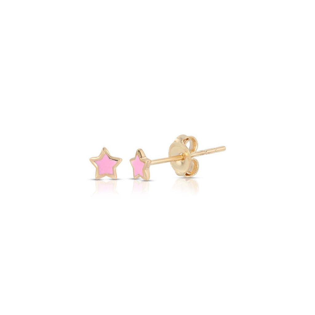 Pink Star Enamel Stud Earrings - LETRÉM