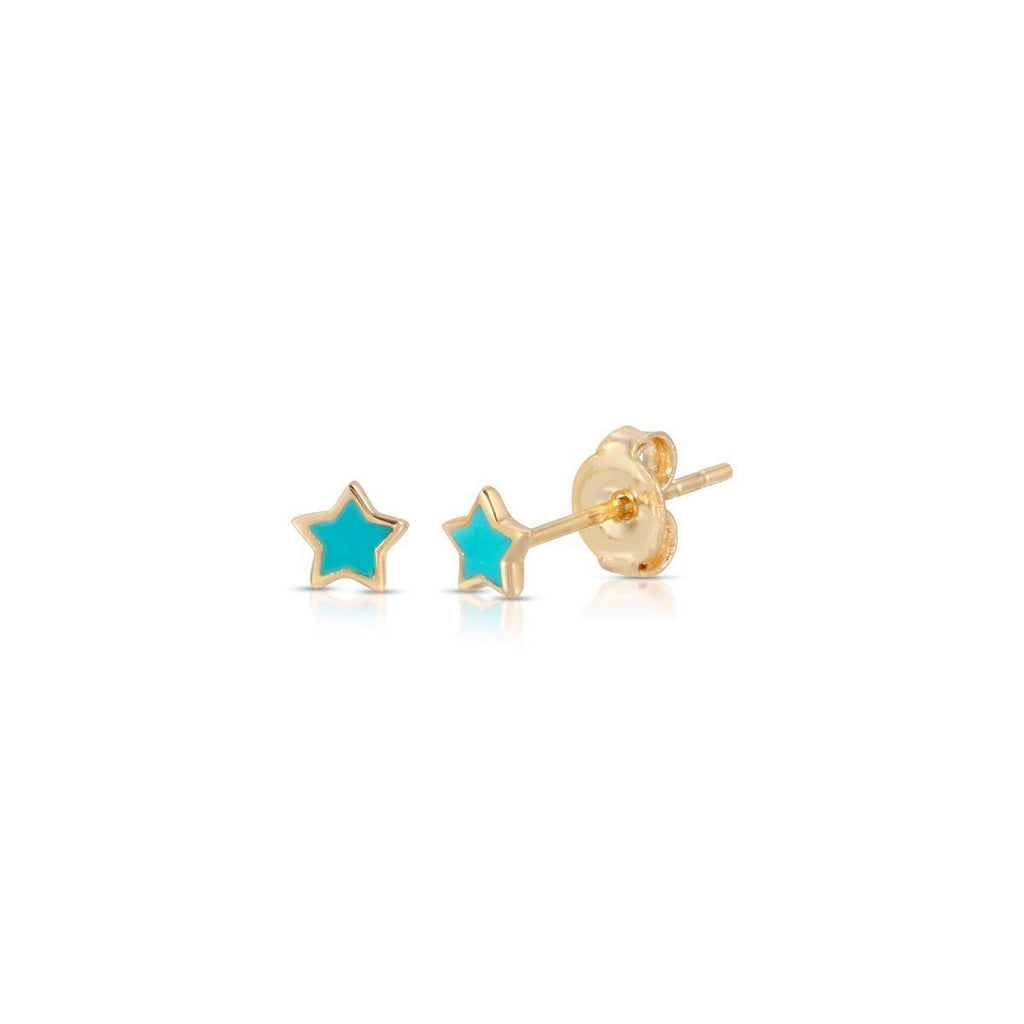 Blue Star Enamel Stud Earrings - LETRÉM