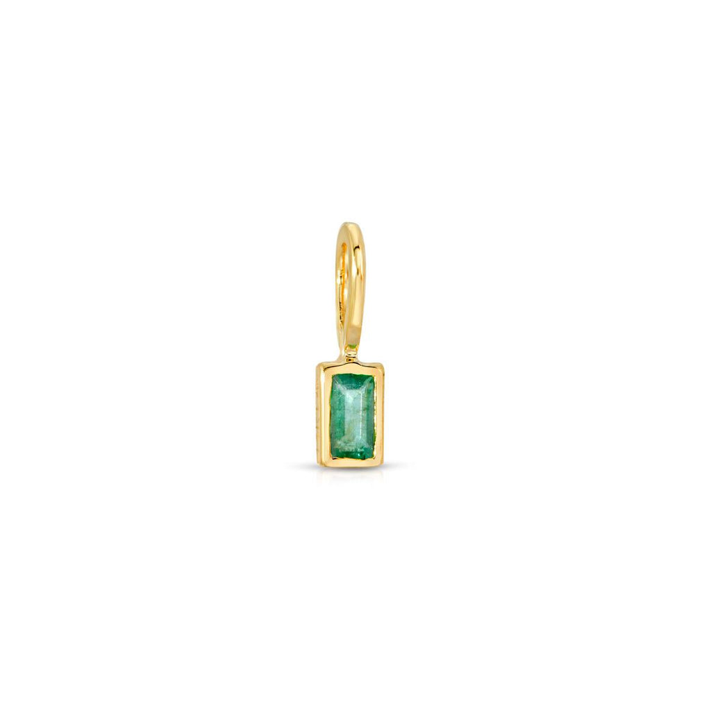 Tiny Emerald Baguette Bezel Charm - LETRÉM