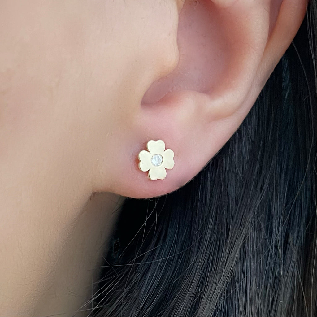 Diamond Clover Stud Earrings