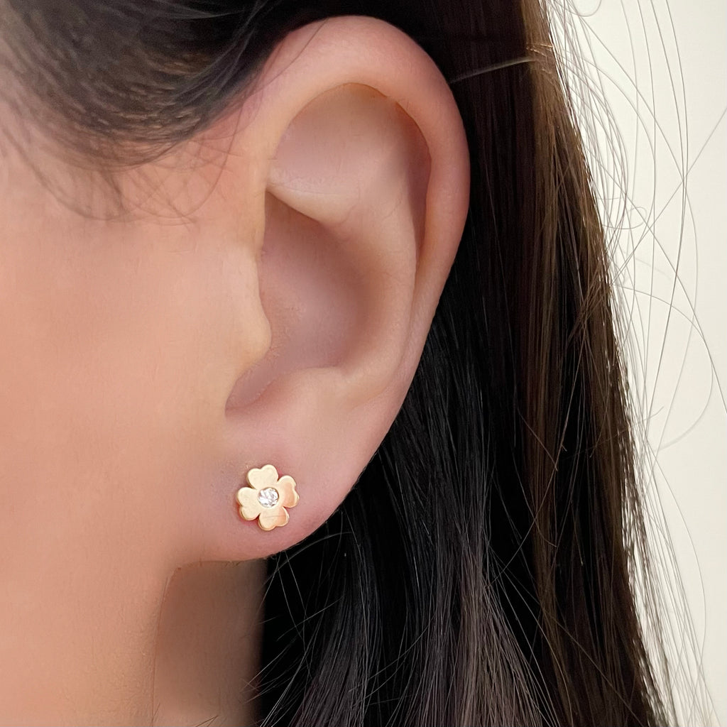 Diamond Clover Stud Earrings