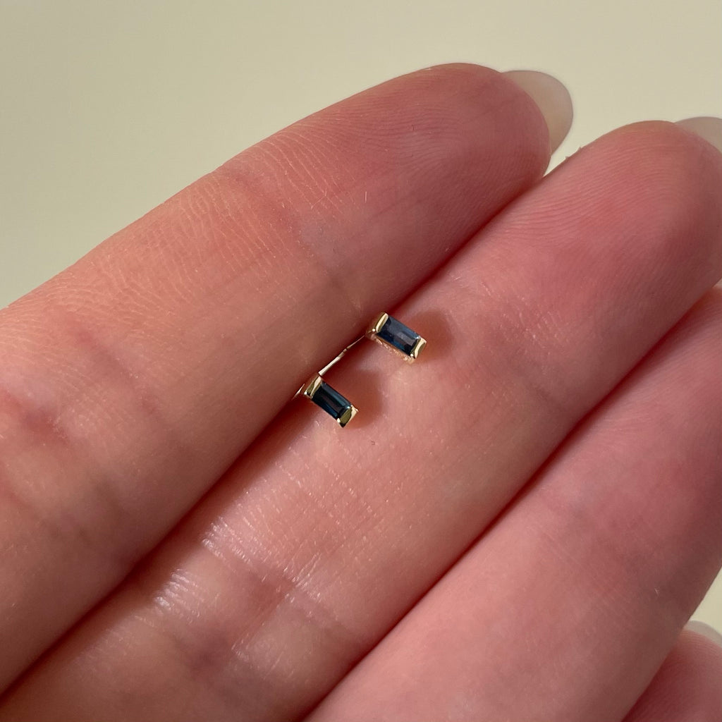Blue Sapphire Baguette Studs