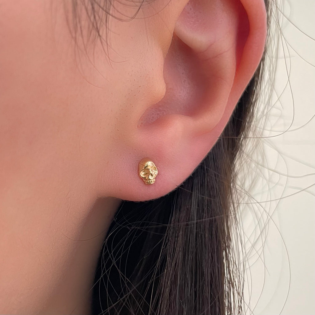 Gold Skull Stud Earrings