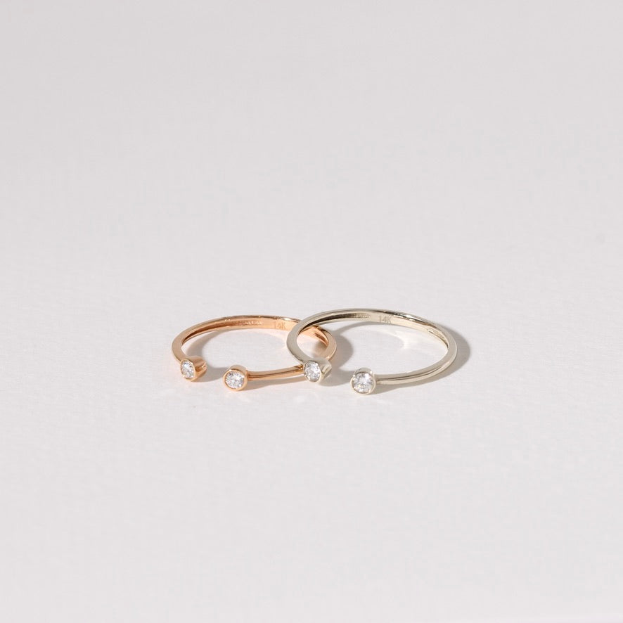 White Gold Diamond Bezel Cuff Ring