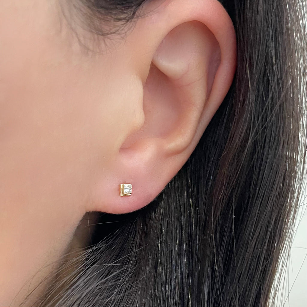 Princess Cut Studs w/ Pattern