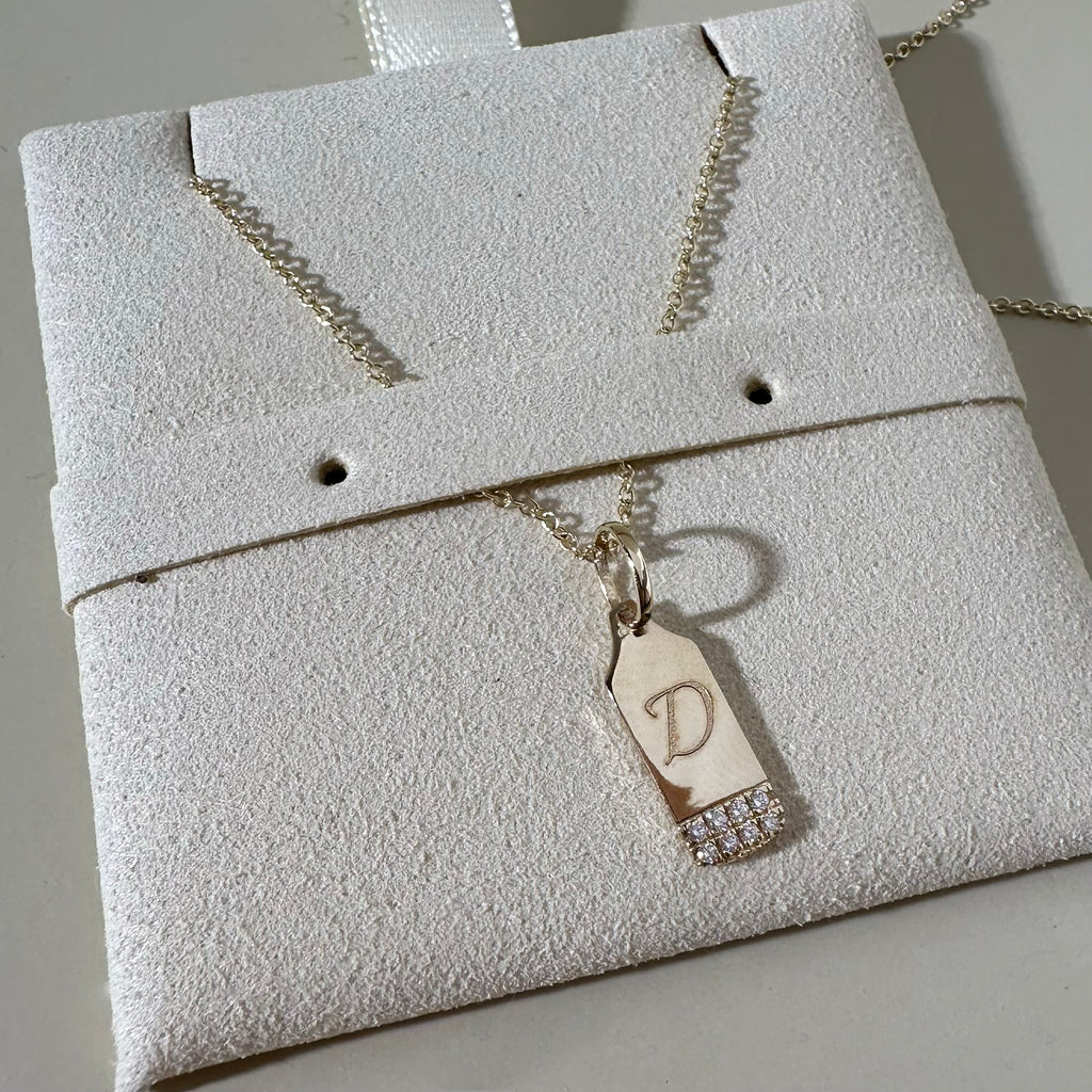 Dog Tag Charm with Diamond Pavé
