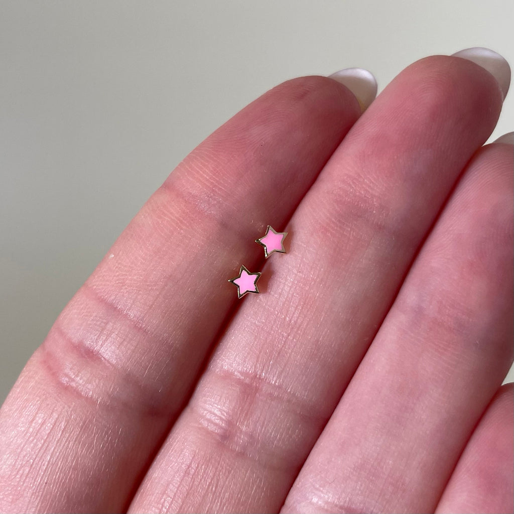 Pink Star Enamel Stud Earrings