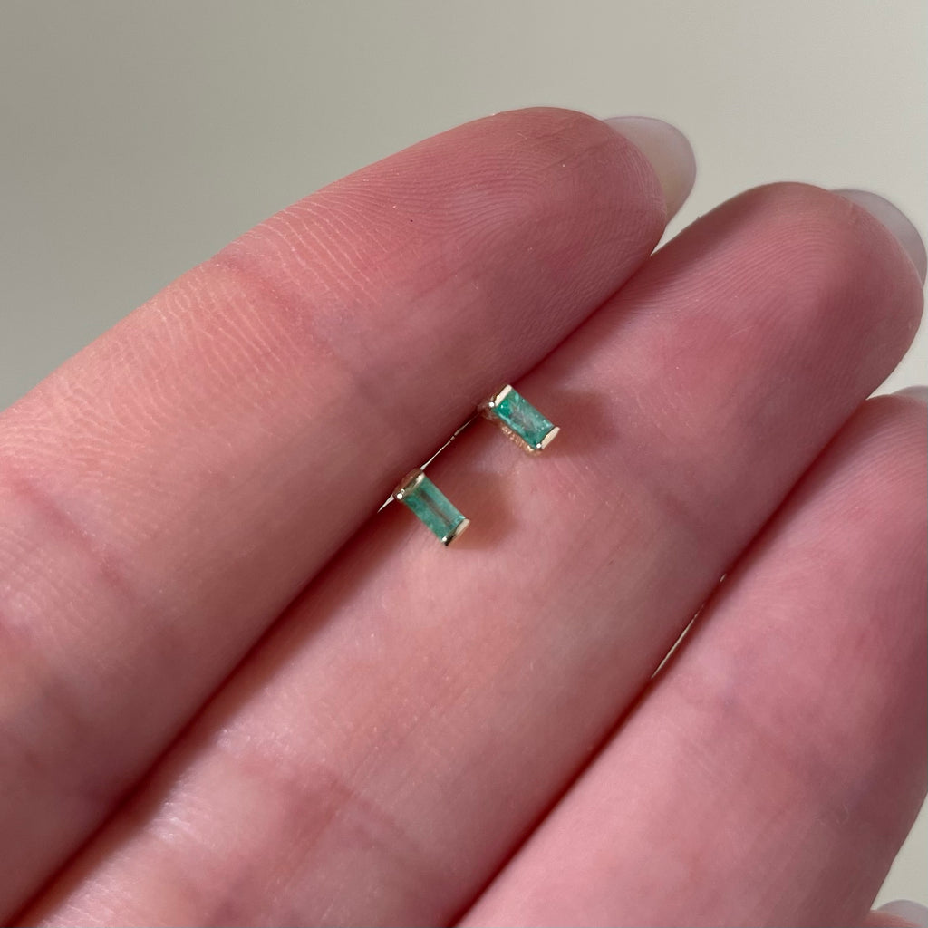 Emerald Baguette Stud Earrings