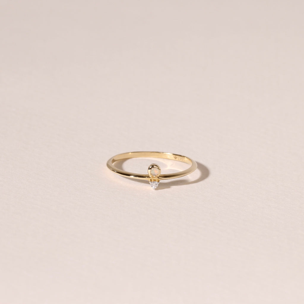 Dainty Diamond/Opal Ring