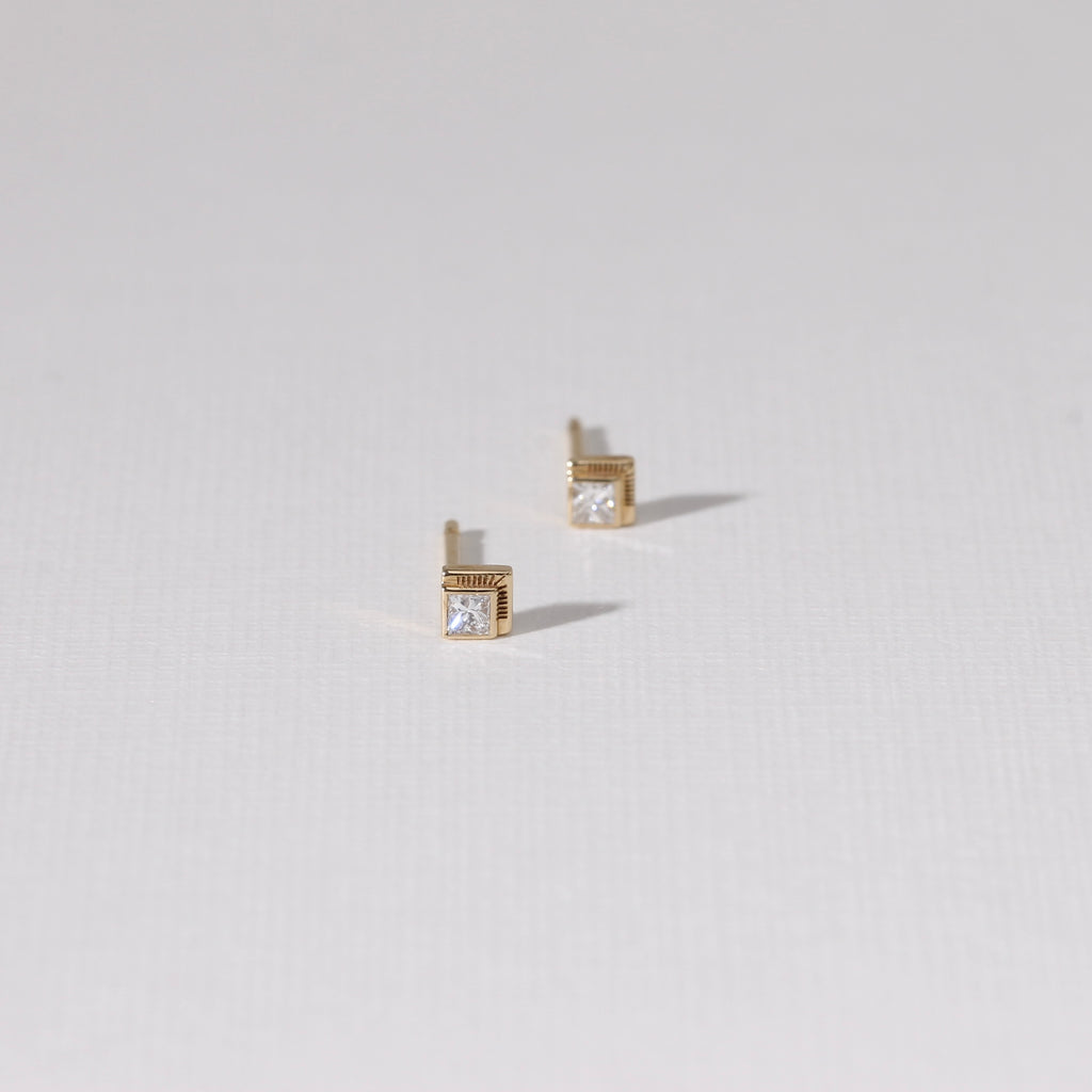 Princess Cut Studs w/ Pattern