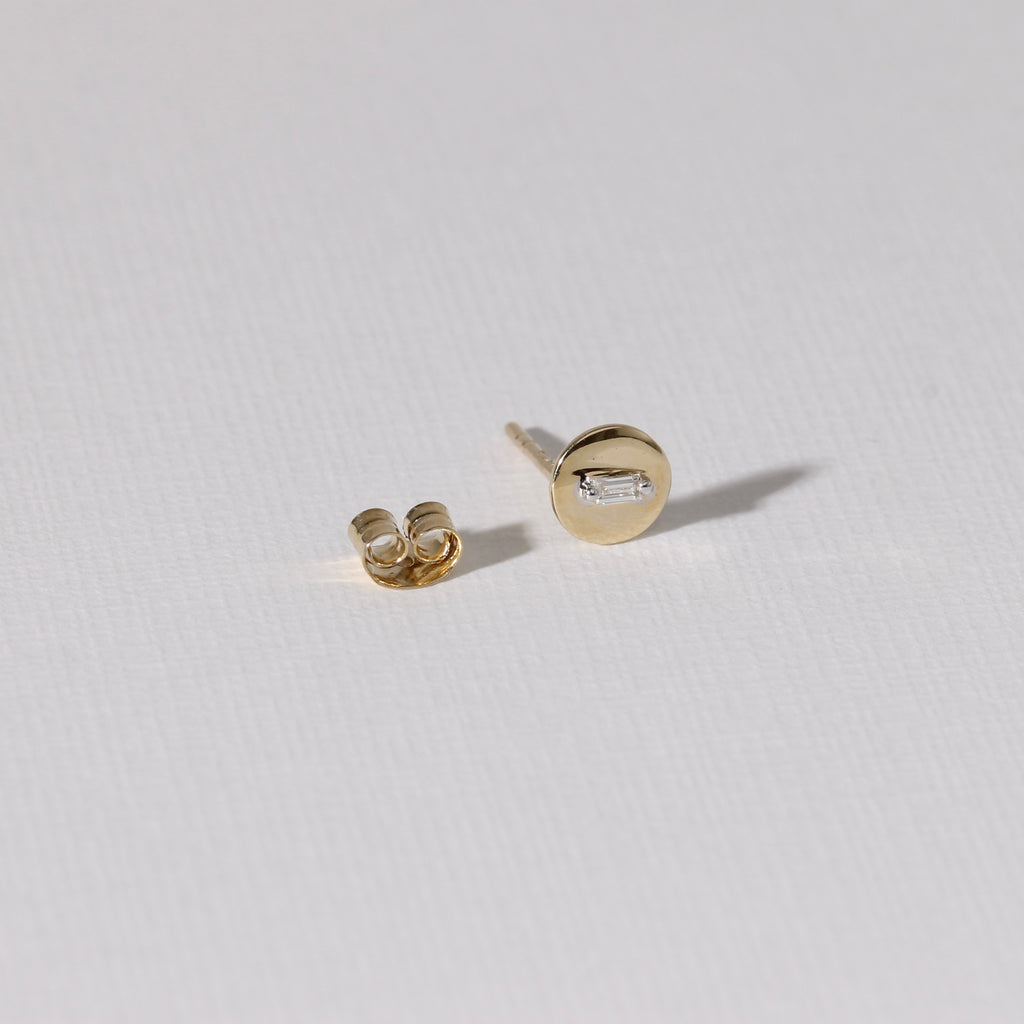 Diamond Baguette Disk Studs