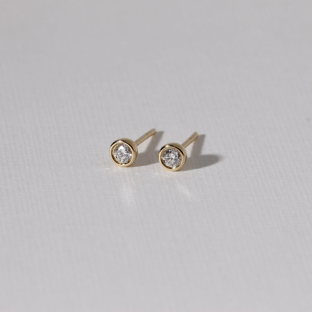 Diamond Bezel Stud Earrings