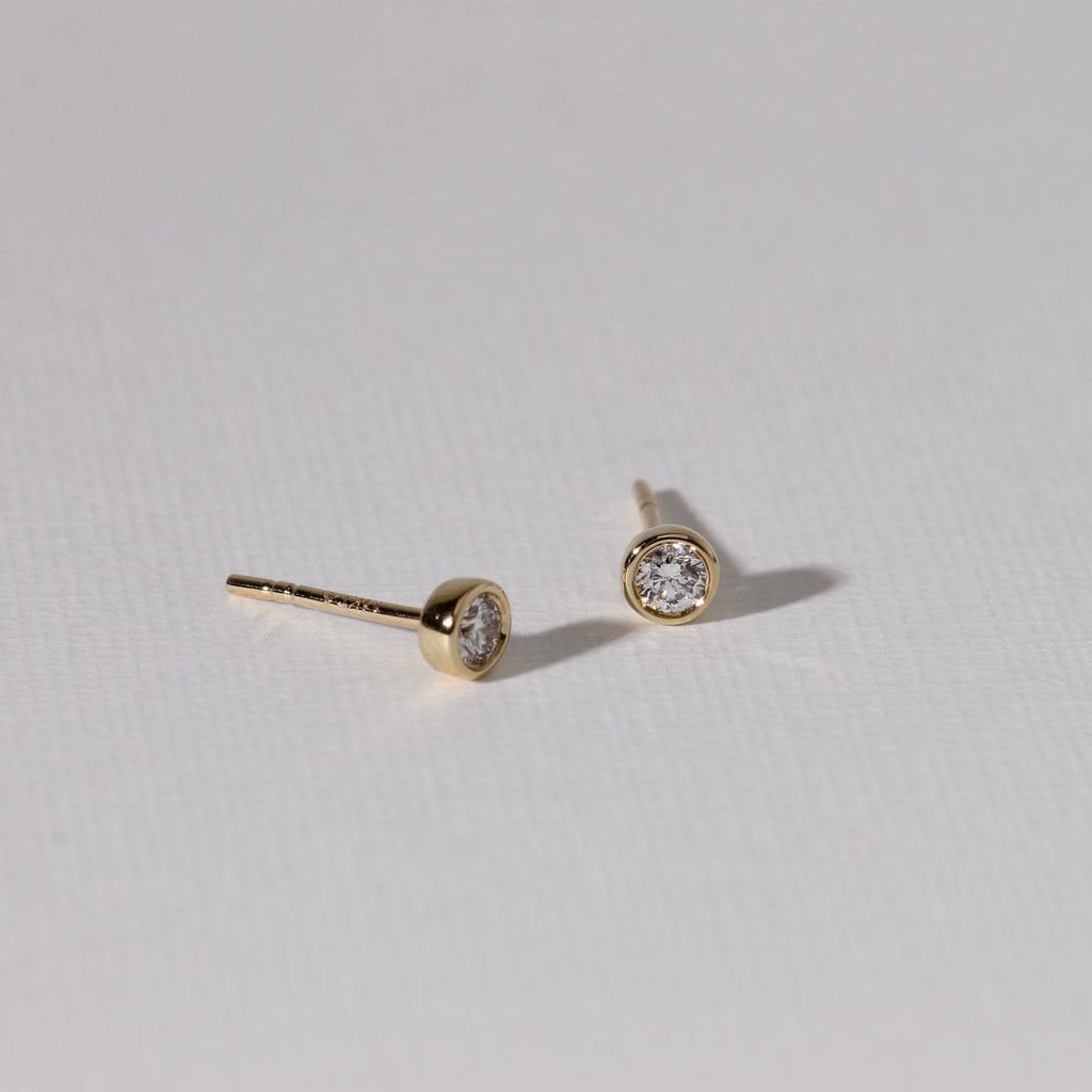 Diamond Bezel Stud Earrings