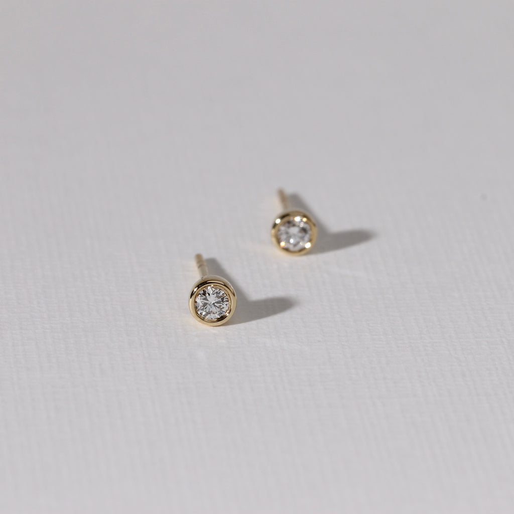 Diamond Bezel Stud Earrings