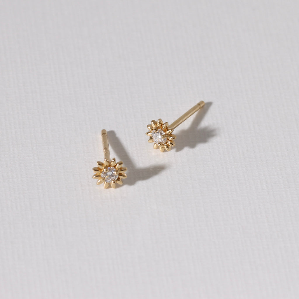 Diamond Sunflower Stud Earrings