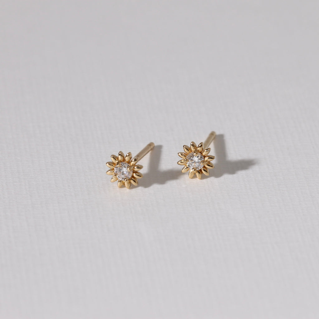 Diamond Sunflower Stud Earrings