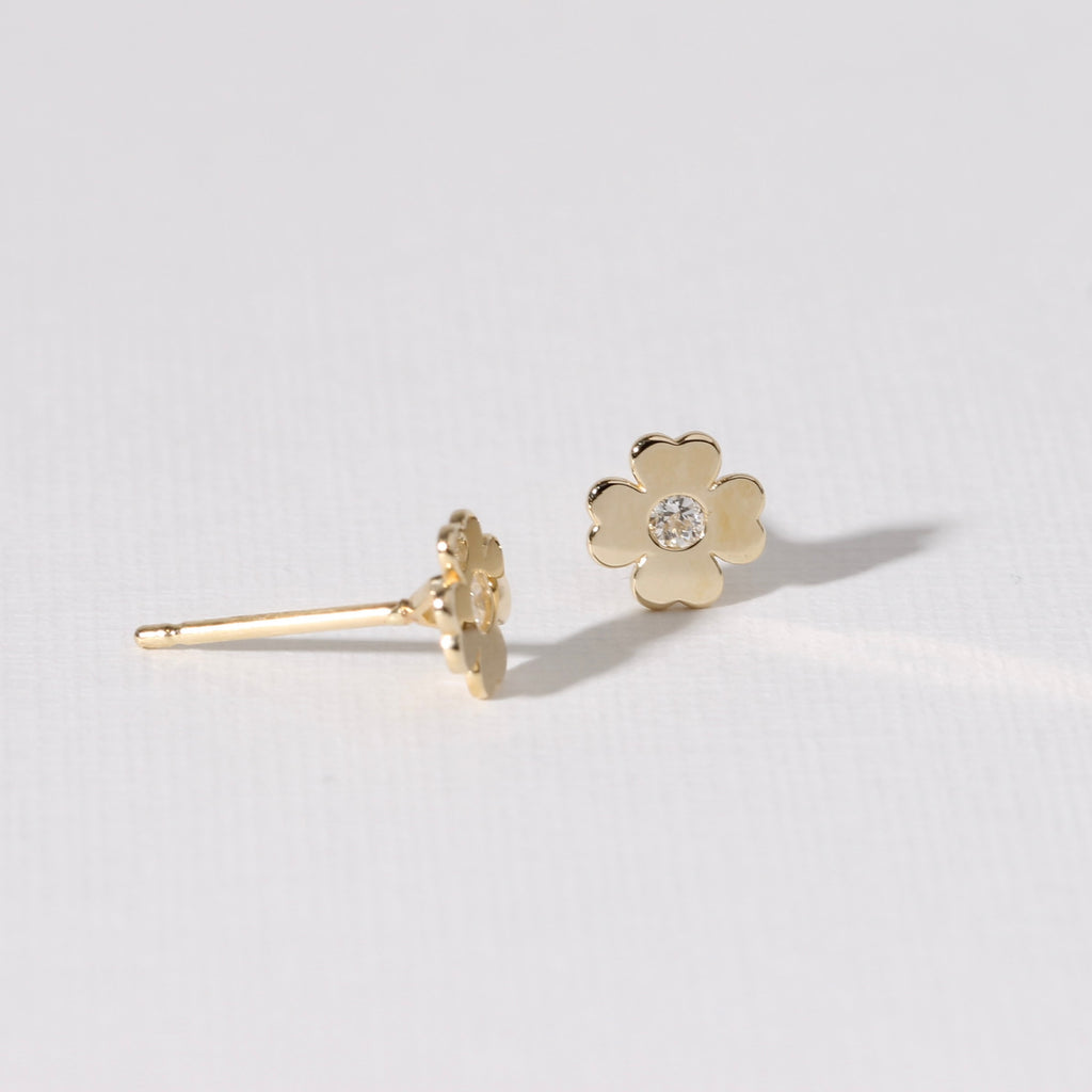 Diamond Clover Stud Earrings