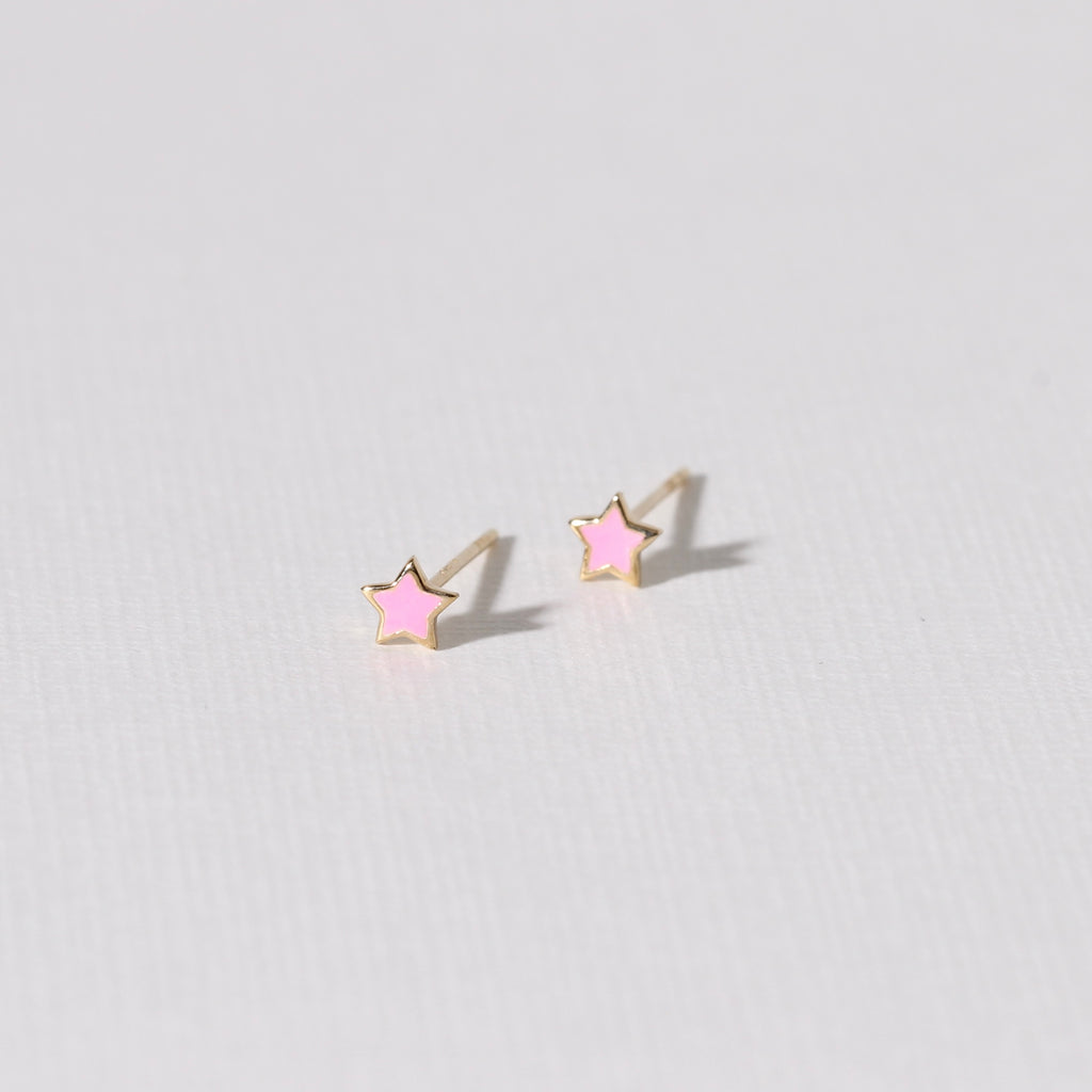 Pink Star Enamel Stud Earrings