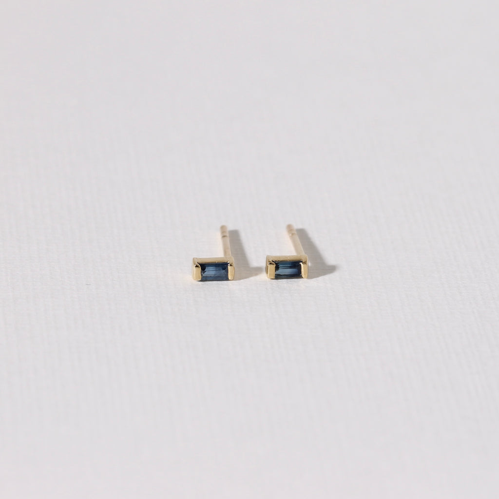 Blue Sapphire Baguette Studs