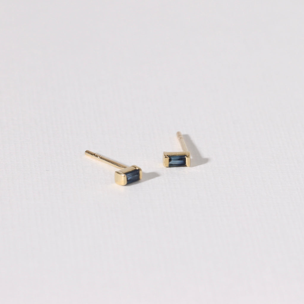 Blue Sapphire Baguette Studs