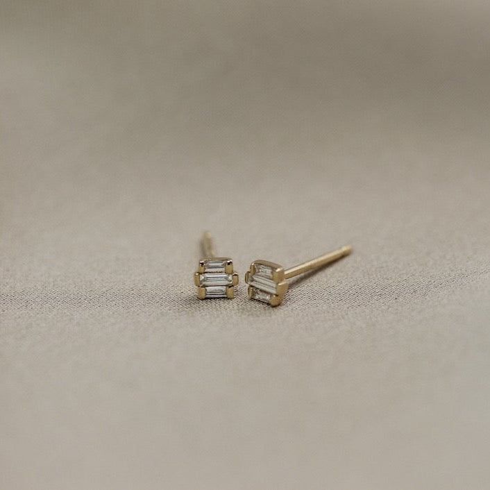 Diamond Trio Baguette Studs - LETRÉM