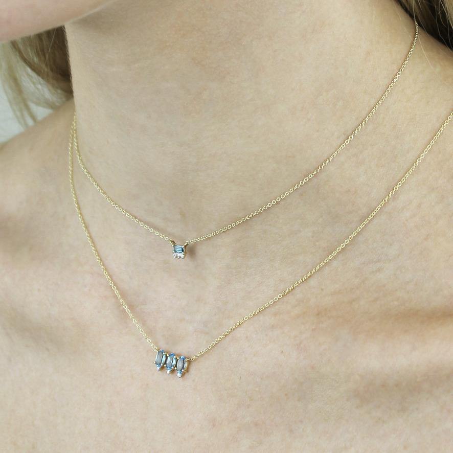 Blue Topaz & Diamond Necklace - LETRÉM