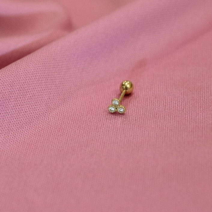 Diamond Trio Filigree Threaded Stud - LETRÉM