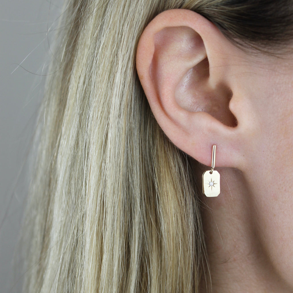 Diamond Starburst Dangle Stud Earrings - LETRÉM