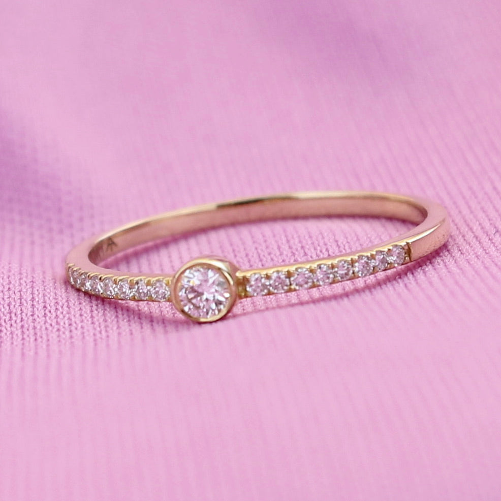 Round Diamond Pavé Bezel Ring