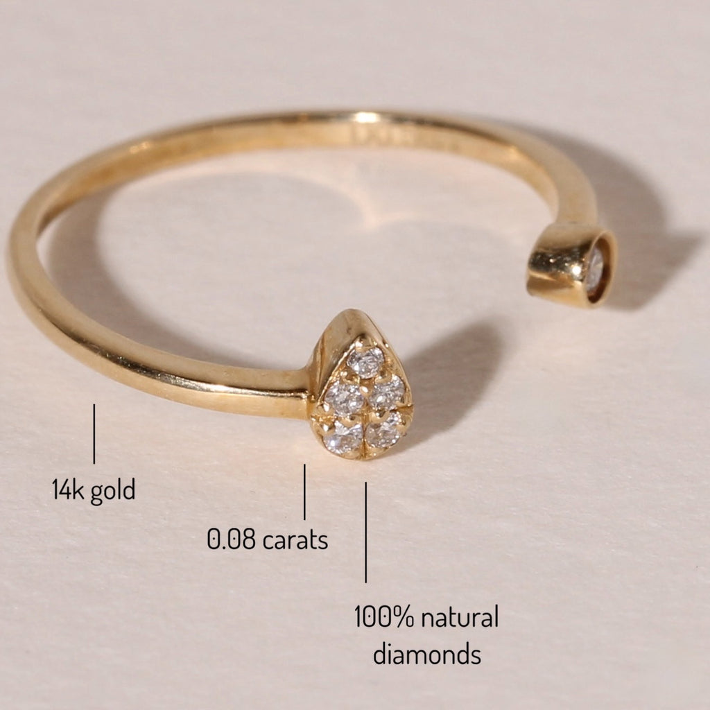 Diamond Pear Cuff Ring
