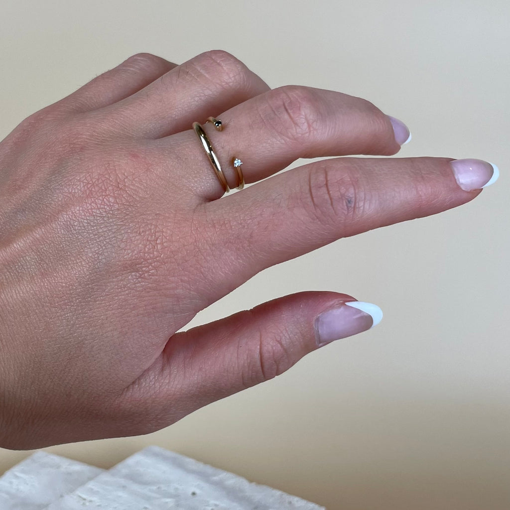 B&W Open Diamond Cuff Ring