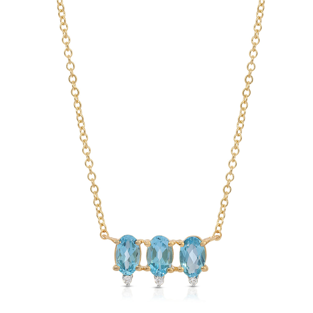Oval Blue Topaz & Diamond Necklace - LETRÉM