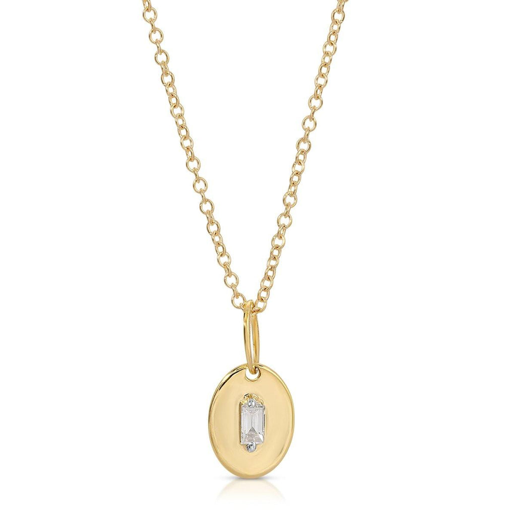 Diamond Baguette Disk Necklace - LETRÉM