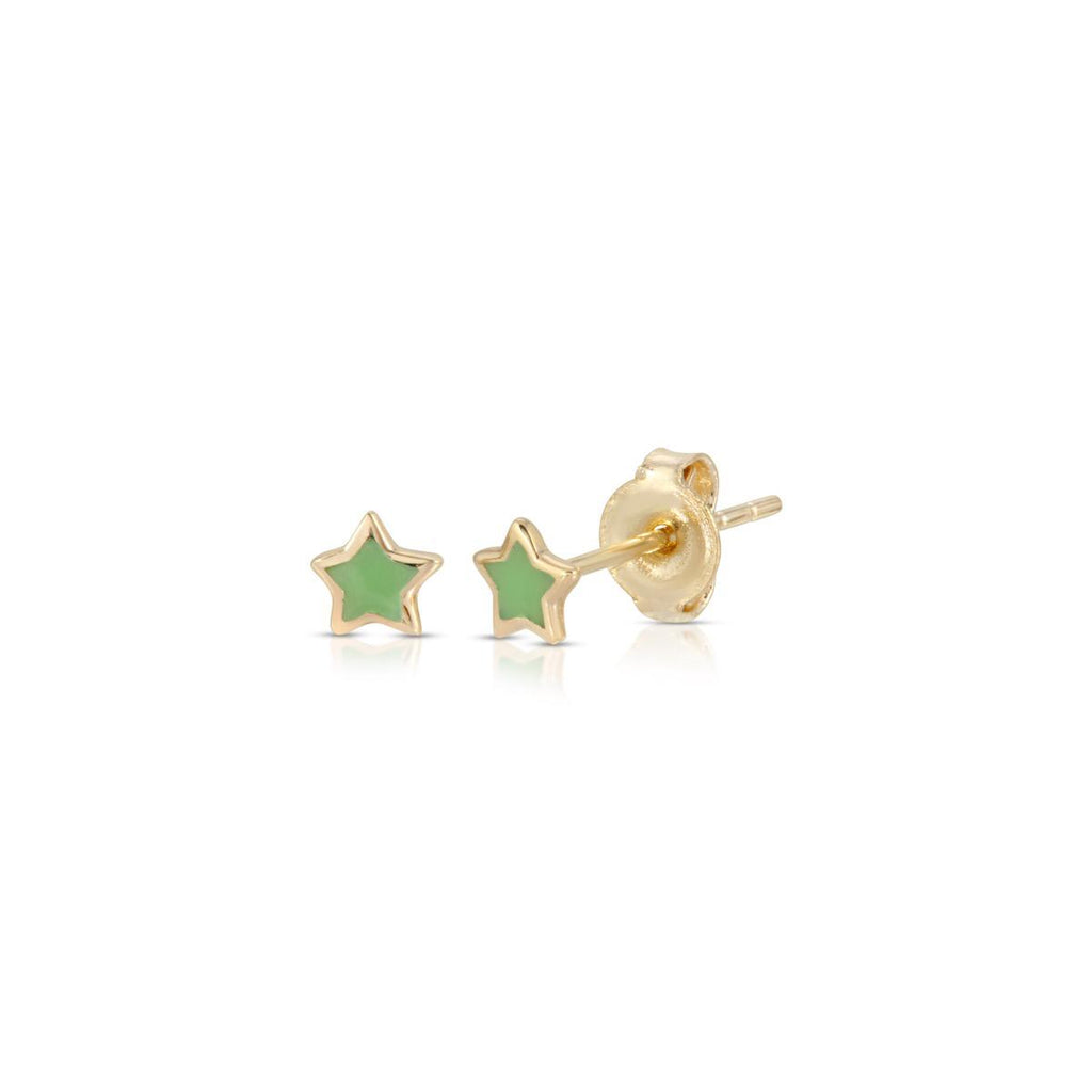 Green Star Enamel Stud Earrings - LETRÉM