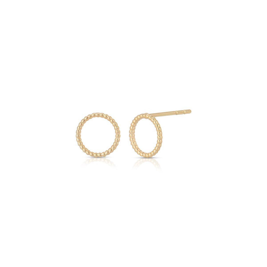 Beaded Open Circle Stud Earrings - LETRÉM