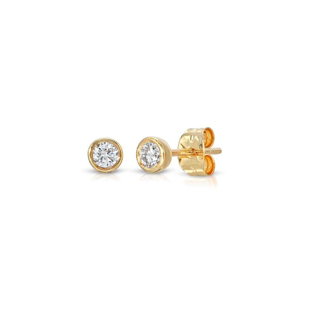 Diamond Bezel Stud Earrings (M) - LETRÉM