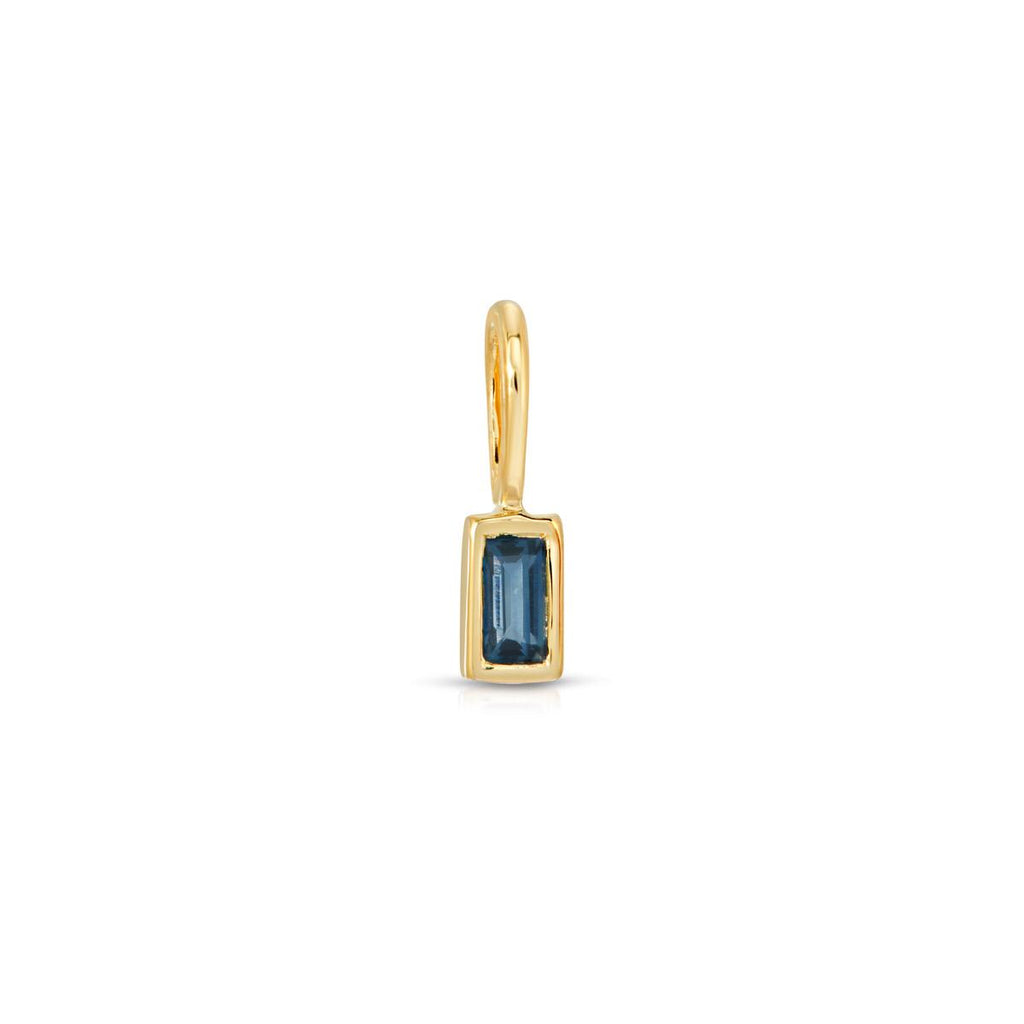 Tiny Sapphire Baguette Bezel Charm - LETRÉM