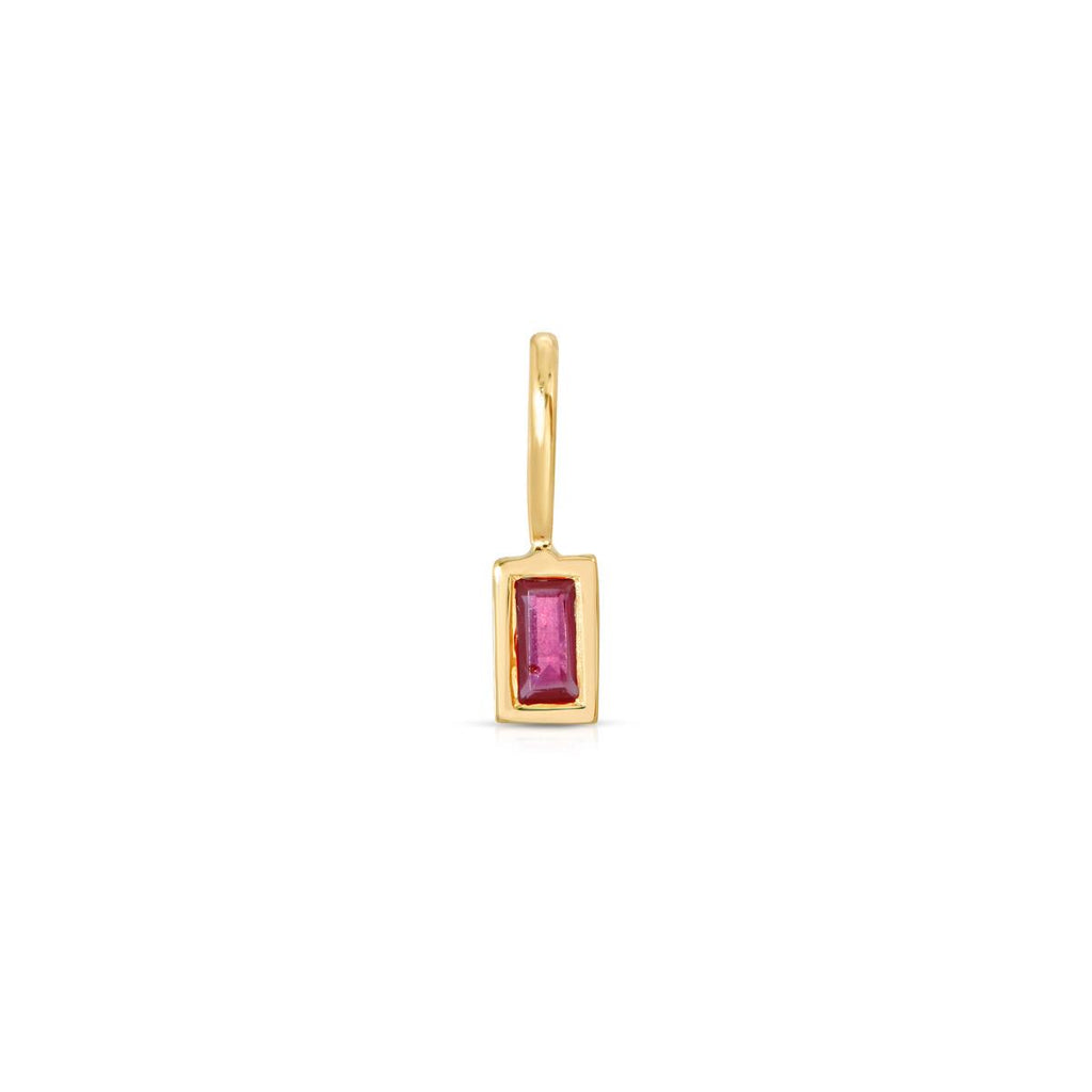 Tiny Ruby Baguette Bezel Charm - LETRÉM