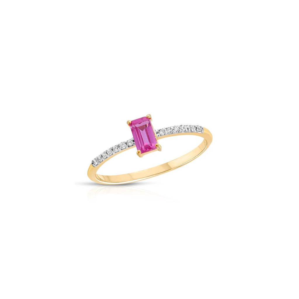 Pink Sapphire & Diamond Solitaire Ring - LETRÉM