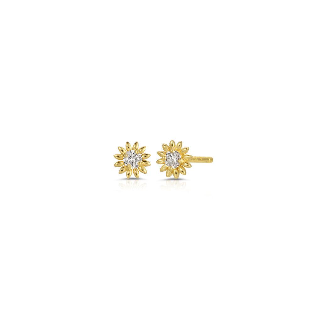 Diamond Sunflower Stud Earrings
