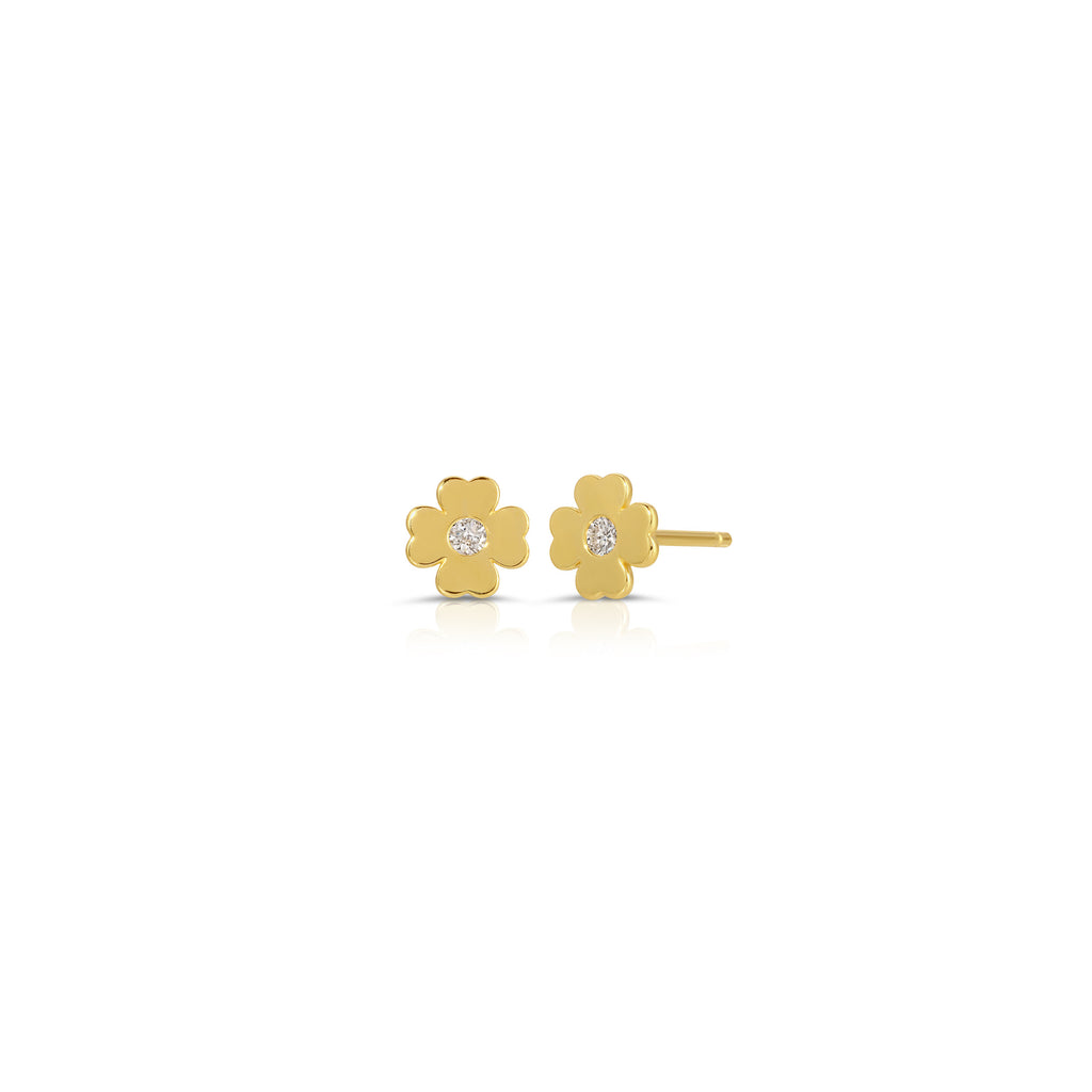 Diamond Clover Stud Earrings