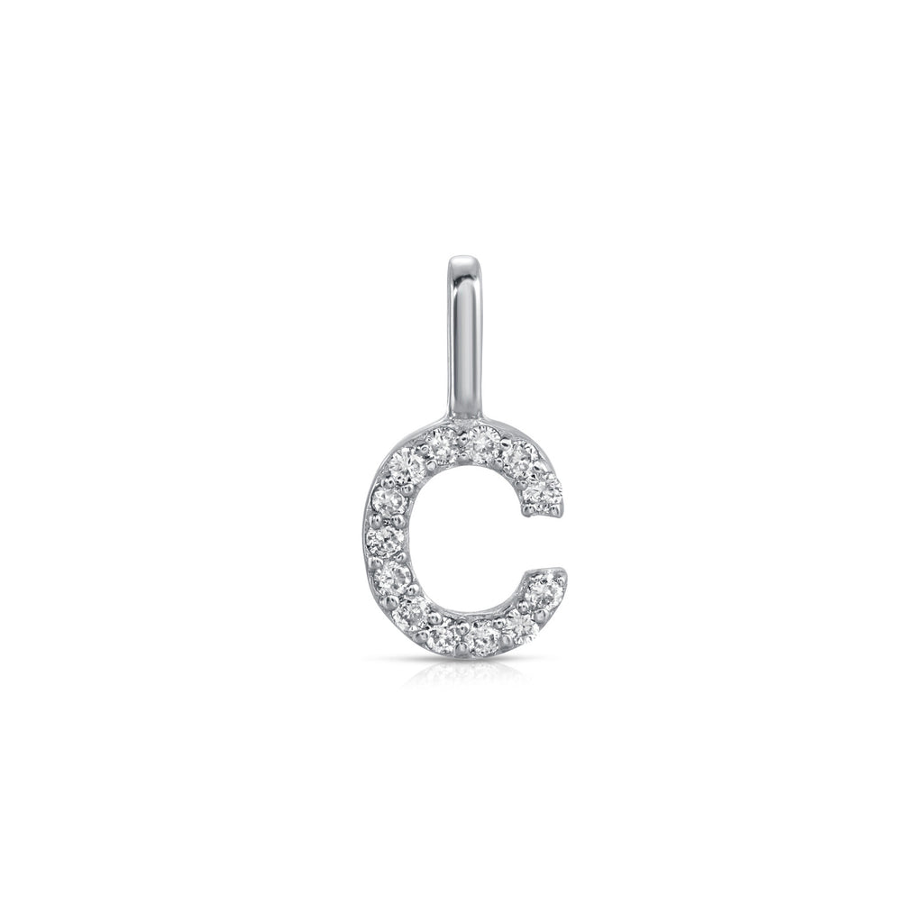 White Gold Diamond Initial Charm