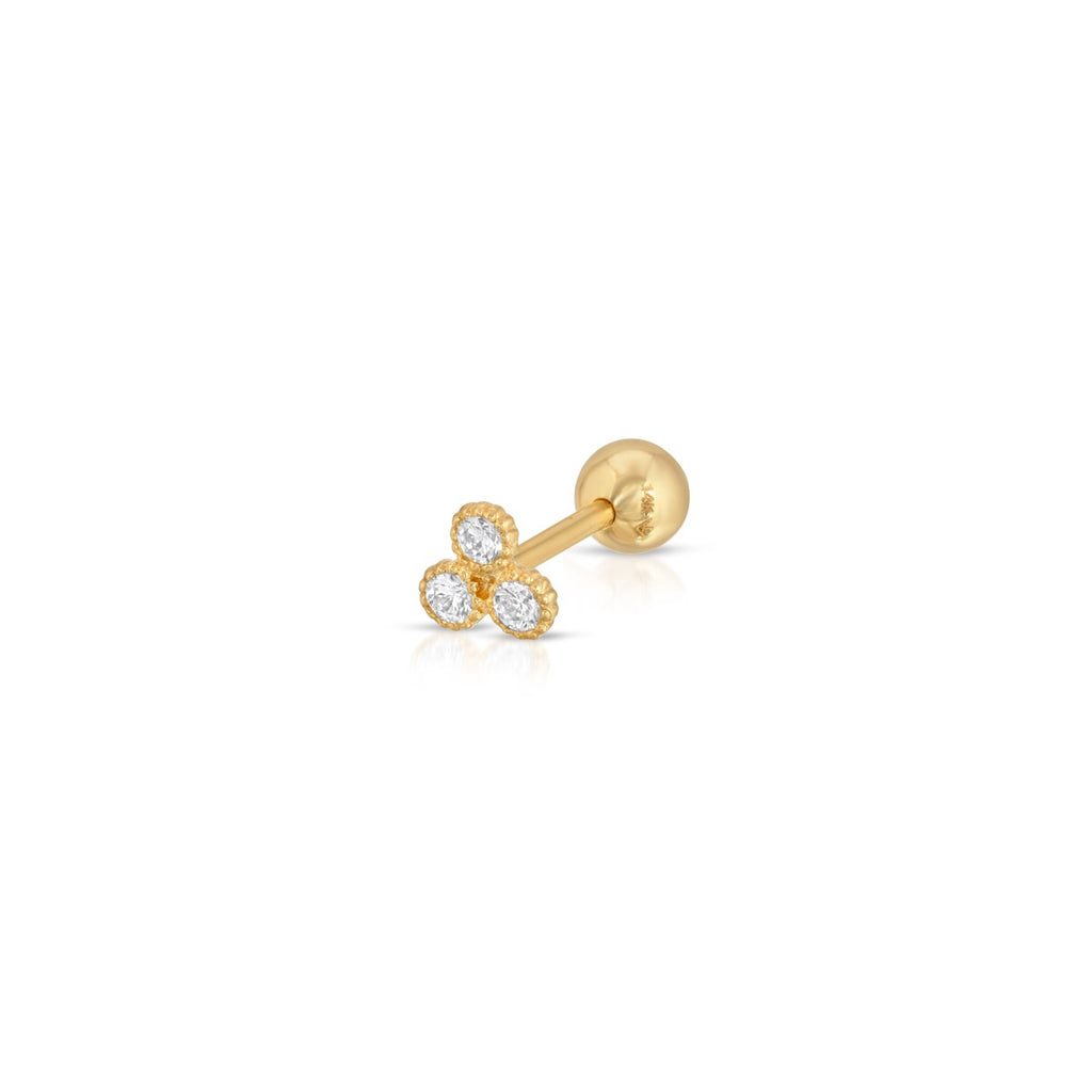 Diamond Trio Filigree Threaded Stud - LETRÉM