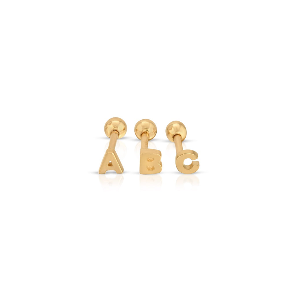 Mini Gold Initial Threaded Studs - LETRÉM