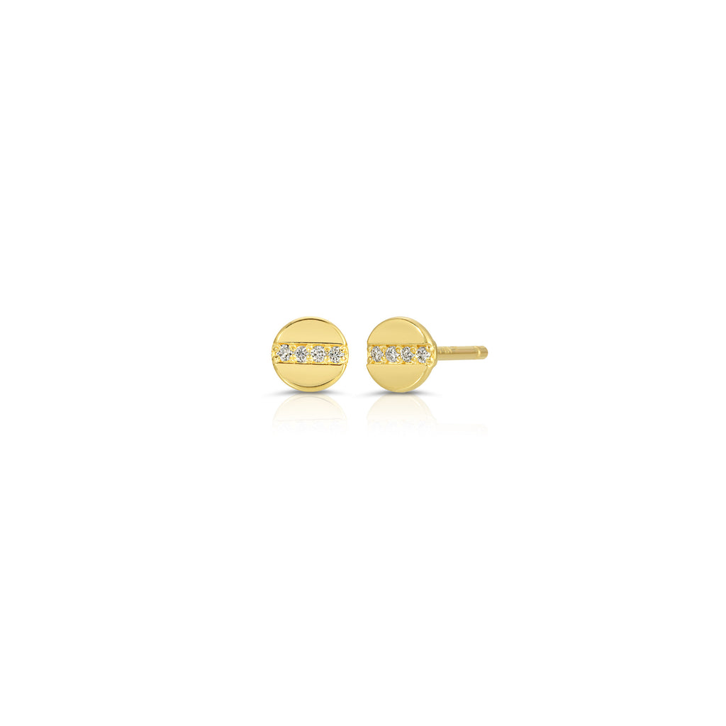 Diamond Disk Stud Earrings