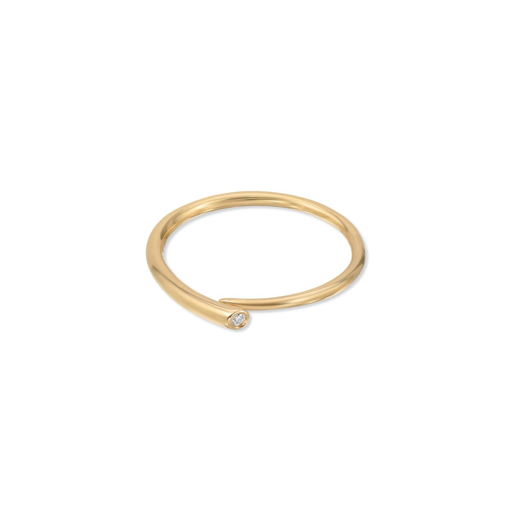 Minimalist Gold and Pave Diamond Band Ring | LETRÉM